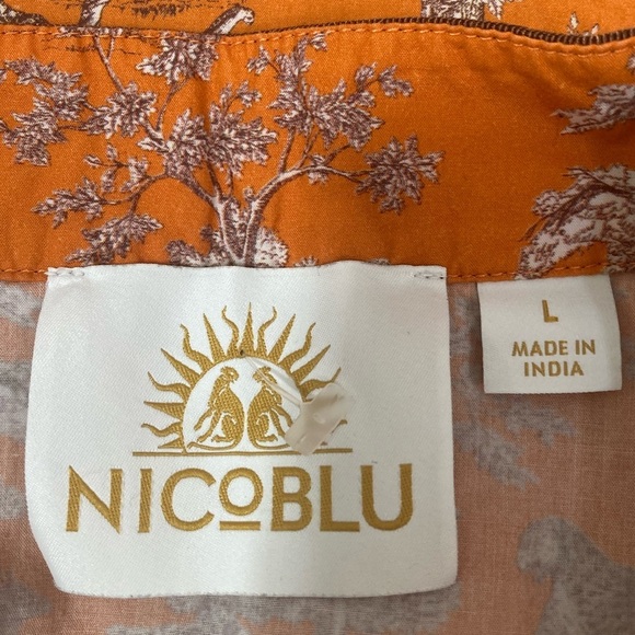 NicoBlu Capri Tunic Top in Whimsical Jungle Toile Cotton in Coral Orange Size L - Picture 6 of 9